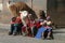 Family with lamas in Cuzco