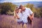 Family  in a lavender field