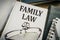 Family law book. Legislation and justice concept