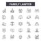 Family lawyer line icons, signs, vector set, outline illustration concept