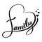 Family lettering heart shaped.