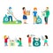 Family life recycling creative vector icon set. Pe