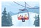 Family lifting up to a slope by ski lift. Winter ski resort, ski