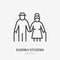 Family line icon, vector pictogram of grandparents holding hands. Elderly relatives, happy old couple illustration