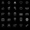 Family line icons with reflect on black background