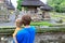 Family looking at Bali temples