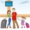 Family with luggage standing in airport