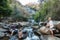 The family at Mae Ya Waterwall, Inthanon National Park, Chiangmai, Thailand