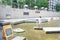 Family make a wish for lucky at Cheonggyecheon Stream, South Korea