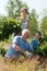 Family making birch branches