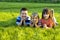 Family on a meadow