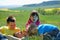 Family on a meadow