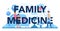 Family medicine typographic header. Idea of doctor taking care