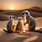 A family of meerkats setting up a miniature fireworks show in the desert sand4