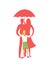 Family, mom, dad, a child are standing under an umbrella. Life insurance. Reliance is a family. Rain protection. Silhouette. Vecto