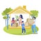 Family Moving to New Apartment Flat Illustration