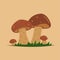 Family mushrooms in the grass cute illustration