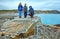 Family near reservoir Storglomvatnet (Meloy, Norge)