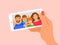 Family online video call smartphone illustration