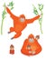 Family of orangutans. Vector