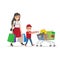 Family out on Shopping Illustration. Mother and Son