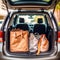 Family packing up after a shopping spree in mall parking