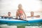 Family with paddle board