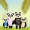 Family of panda in the jungle