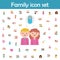 Family, parents, baby cartoon icon. Family icons universal set for web and mobile