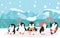 Family penguins with animal North pole  vector