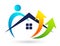 Family people home house roof development progress increasing population two arrows icon vector