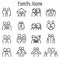 Family & People icon set in thin line style