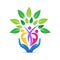 Family people love care hands tree logo