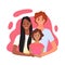 Family people with multi race parent hugging child daughter, multiracial relationship