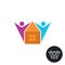 Family people with new house colorful logo