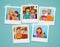 Family photo album. People, parents and children concept. Cartoon vector illustration