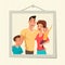 Family photo in frame flat vector illustration