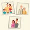 Family photos in frames color vector illustration