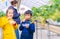 Family picking up strawberry and eating strawberry buffet in Sendai hydroponic strawberry farm