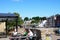 Family at a picnic bench, Exeter, UK.