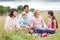 Family picnic on the dunes