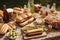 a family picnic, with hot dogs, buns, and condiments on the table