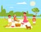 Family picnic Vector. Cartoon. Isolated art. Flat