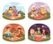 Family picnicking summer happy lifestyle park outdoors together, enjoying meadow vacation character vector.