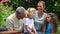 Family picnicking together