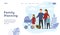 Family Planning Cartoon Landing Page Template. Common Joint Vacation Scheduling Online. Vector Parents with Baby in