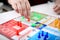 Family playing ludo game