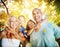 Family Playing Outdoors Children Autumn Concept