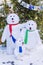 Family of polar bears. Christmas decoration festive fir