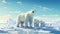 A family of polar bears huddled together on a vast ice sheet by AI generated